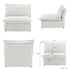 Canapé d'angle modulable en lin L-forme 5 pièces avec ottoman