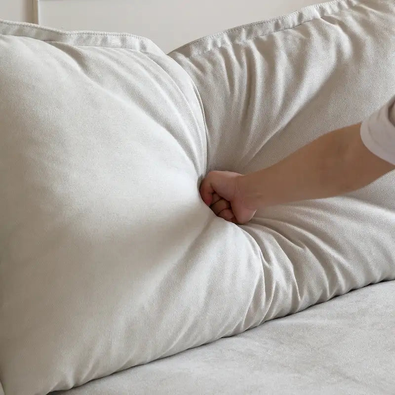 Canapé d'angle modulable en lin L-forme 5 pièces avec ottoman