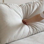 Canapé d'angle modulable en lin L-forme 5 pièces avec ottoman