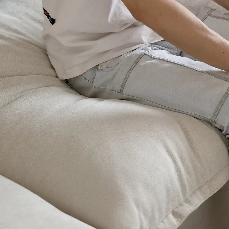 Canapé d'angle modulable en lin L-forme 5 pièces avec ottoman