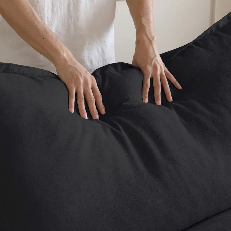 Canapé d'angle modulable en lin L-forme 5 pièces avec ottoman