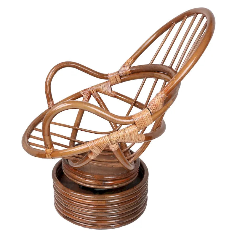 Fauteuil à bascule pivotant en rotin avec coussin en micro-suède