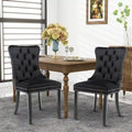 Chaises de salle à manger en velours, chaises d'appoint capitonnées sans accoudoirs en bois massif avec garniture cloutée et anneau de tirage au dos