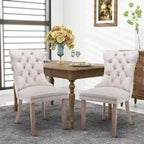 Chaises de salle à manger en velours, chaises d'appoint capitonnées sans accoudoirs en bois massif avec garniture cloutée et anneau de tirage au dos