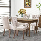 Chaises de salle à manger en velours, chaises d'appoint capitonnées sans accoudoirs en bois massif avec garniture cloutée et anneau de tirage au dos
