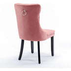 Chaises de salle à manger en velours, chaises d'appoint capitonnées sans accoudoirs en bois massif avec garniture cloutée et anneau de tirage au dos