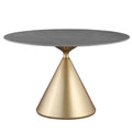 Table à manger ronde moderne avec piètement en métal doré
