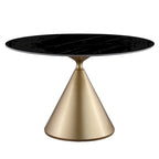 Table à manger ronde moderne avec piètement en métal doré