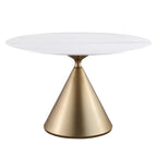 Table à manger ronde moderne avec piètement en métal doré