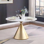 Table à manger ronde moderne avec piètement en métal doré