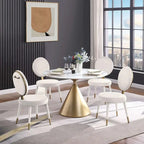 Table à manger ronde moderne avec piètement en métal doré