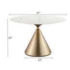 Table à manger ronde moderne avec piètement en métal doré