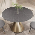 Table à manger ronde moderne avec piètement en métal doré