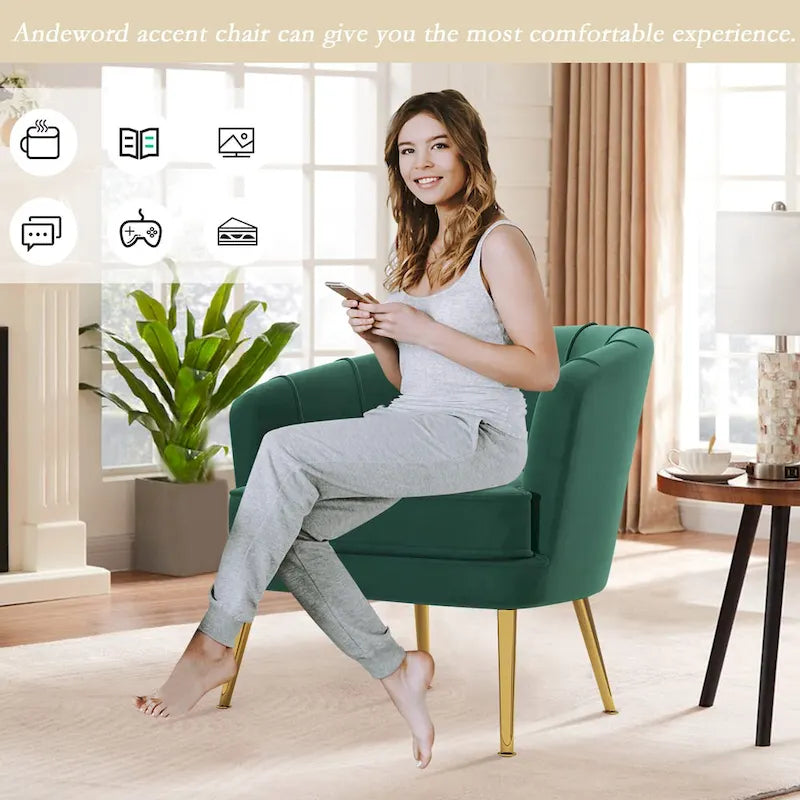Fauteuils d'appoint en velours pour salon, chambre, bureau, fauteuil rembourré simple de loisir