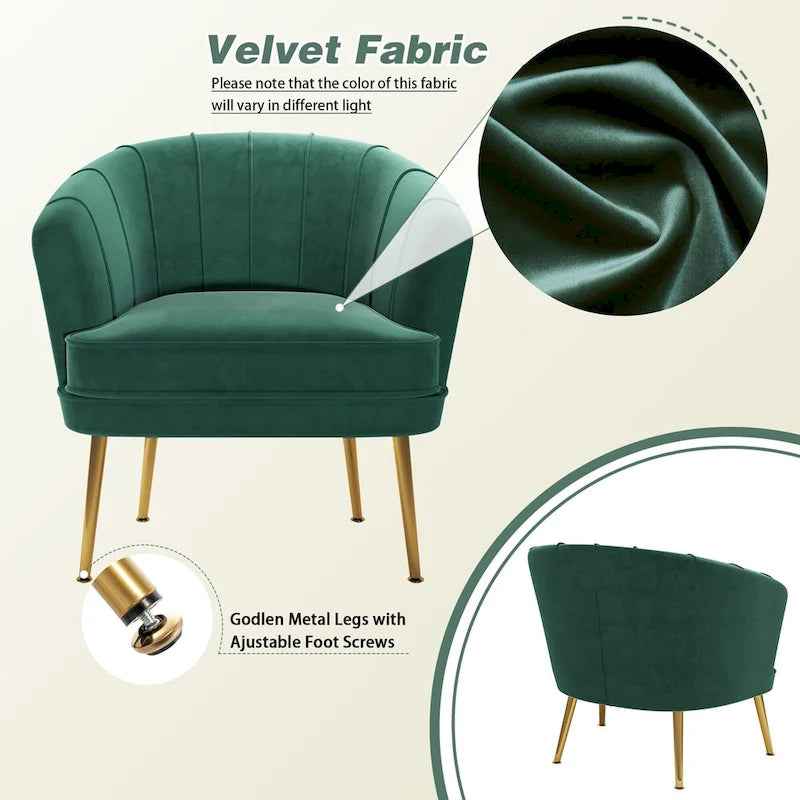 Fauteuils d'appoint en velours pour salon, chambre, bureau, fauteuil rembourré simple de loisir