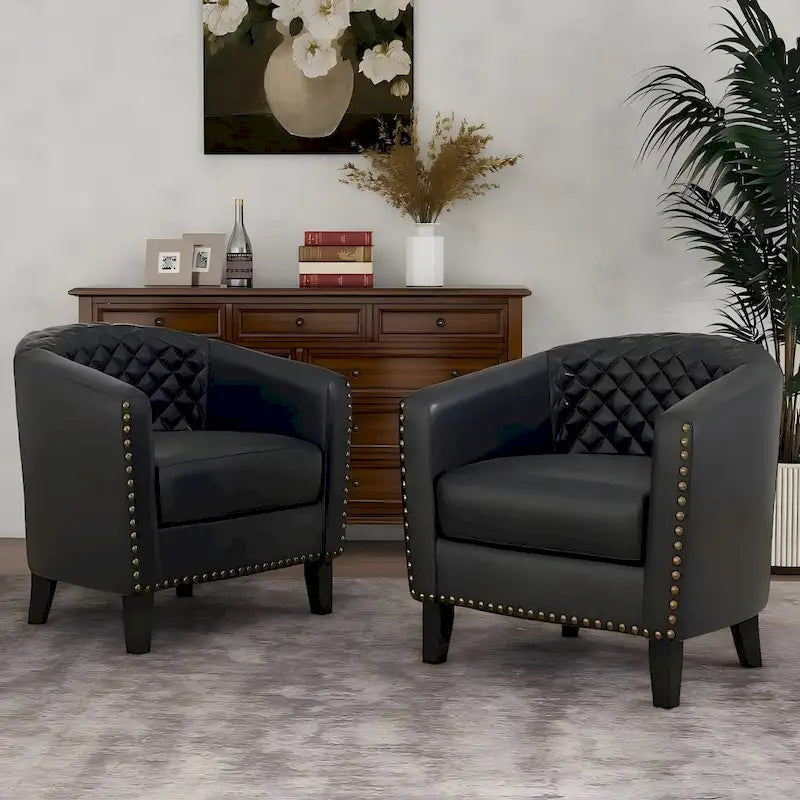 Fauteuil d'appoint moderne en similicuir avec pieds en bois