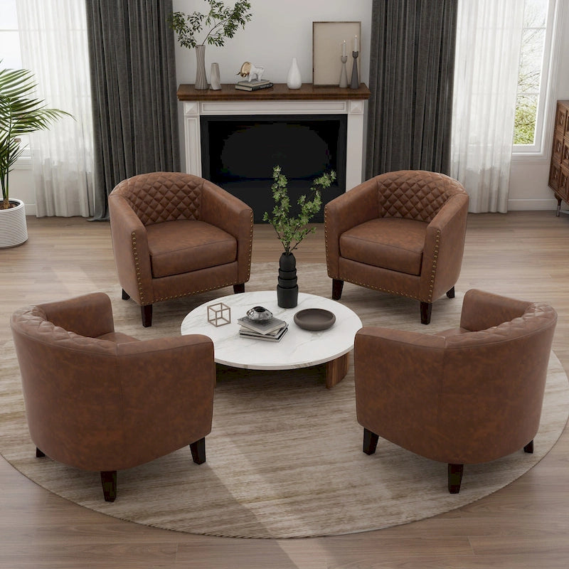 Fauteuil d'appoint moderne en similicuir avec pieds en bois