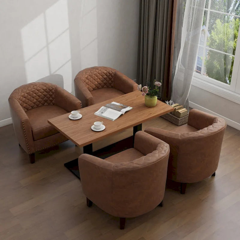 Fauteuil d'appoint moderne en similicuir avec pieds en bois