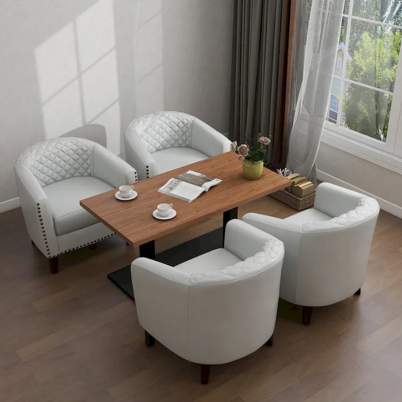 Fauteuil d'appoint moderne en similicuir avec pieds en bois