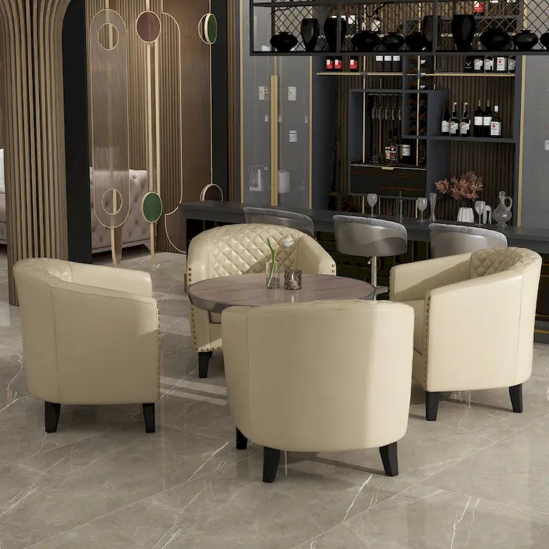 Fauteuil d'appoint moderne en similicuir avec pieds en bois