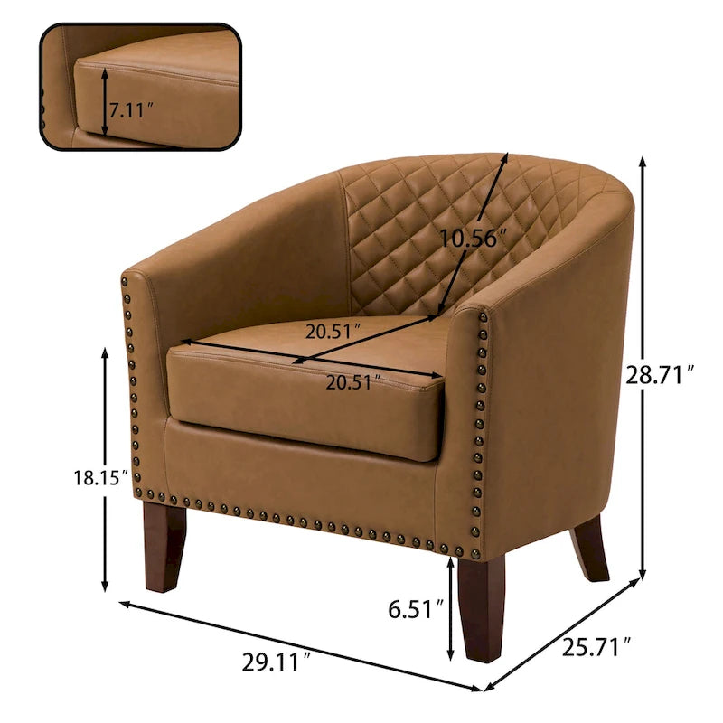 Fauteuil d'appoint moderne en similicuir avec pieds en bois