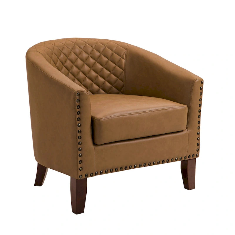 Fauteuil d'appoint moderne en similicuir avec pieds en bois
