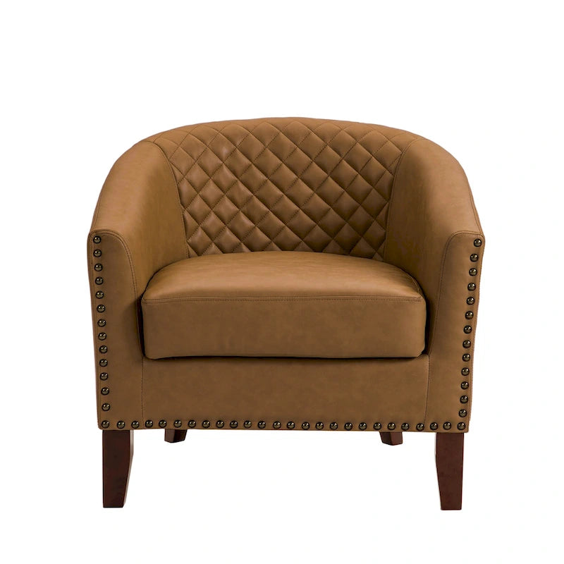 Fauteuil d'appoint moderne en similicuir avec pieds en bois