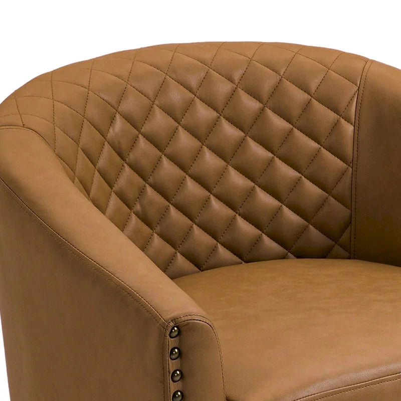 Fauteuil d'appoint moderne en similicuir avec pieds en bois