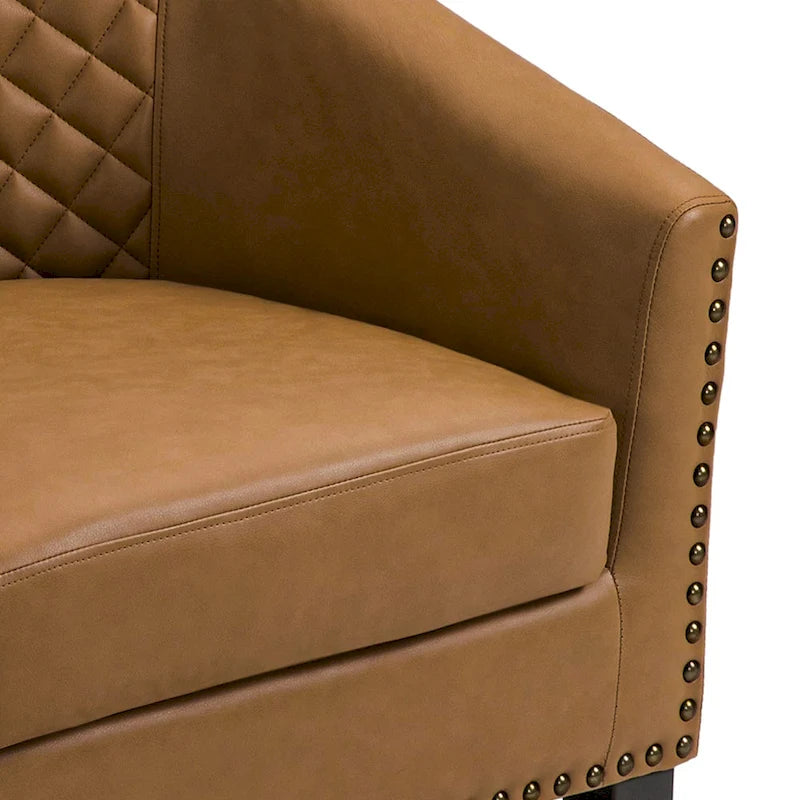 Fauteuil d'appoint moderne en similicuir avec pieds en bois