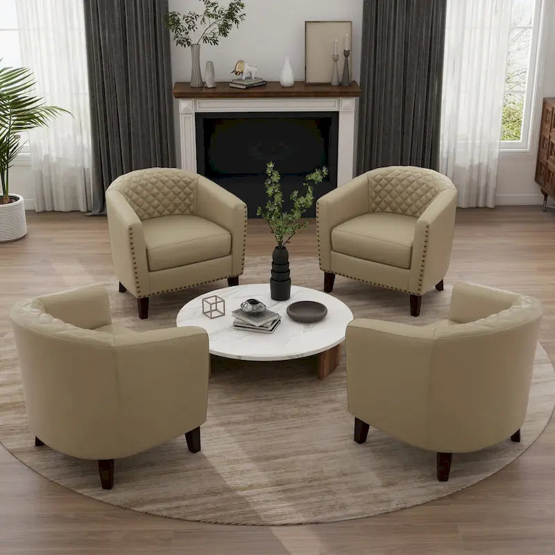Fauteuil d'appoint moderne en similicuir avec pieds en bois