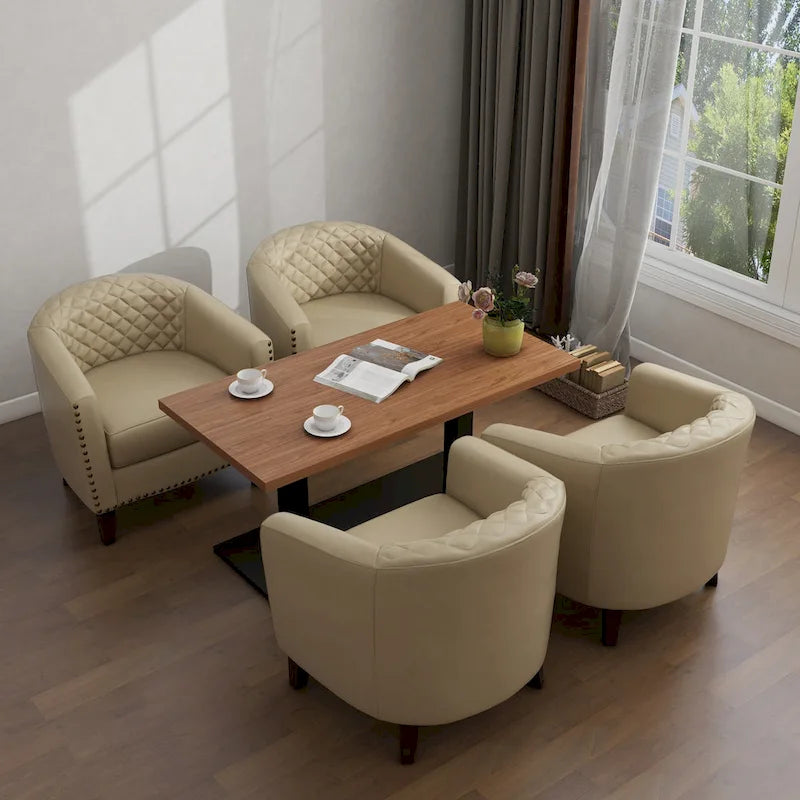 Fauteuil d'appoint moderne en similicuir avec pieds en bois