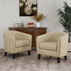Fauteuil d'appoint moderne en similicuir avec pieds en bois