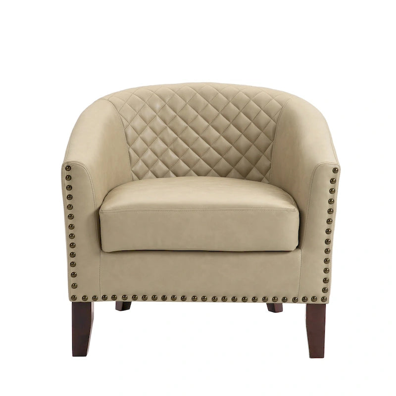 Fauteuil d'appoint moderne en similicuir avec pieds en bois