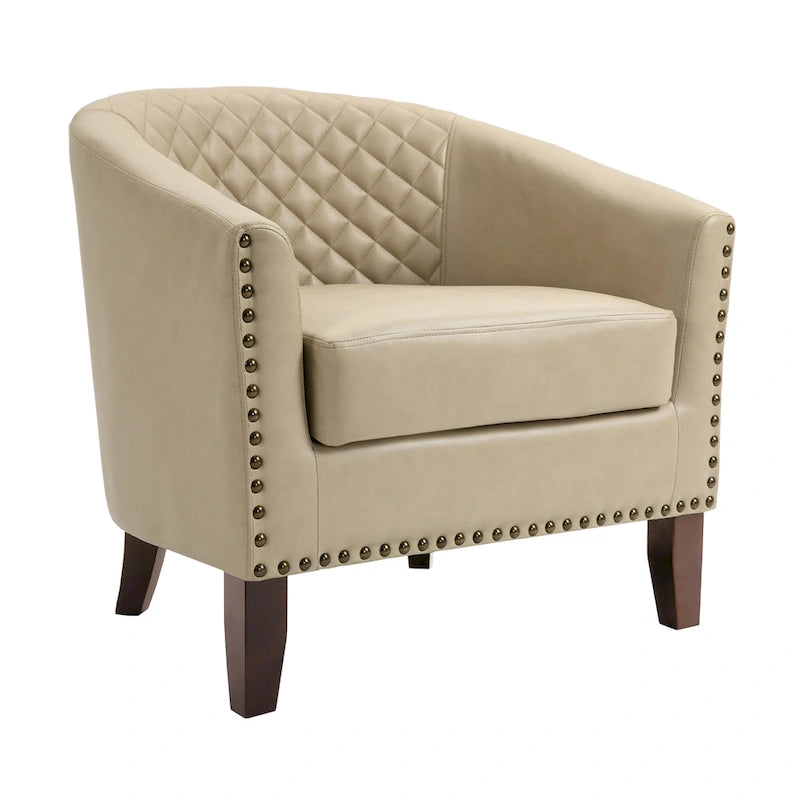 Fauteuil d'appoint moderne en similicuir avec pieds en bois