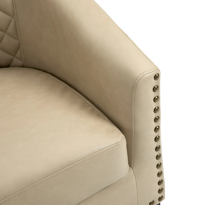 Fauteuil d'appoint moderne en similicuir avec pieds en bois