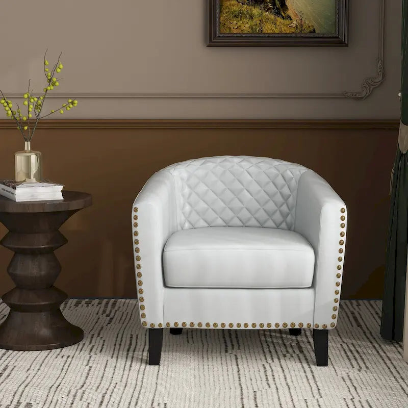 Fauteuil d'appoint moderne en similicuir avec pieds en bois
