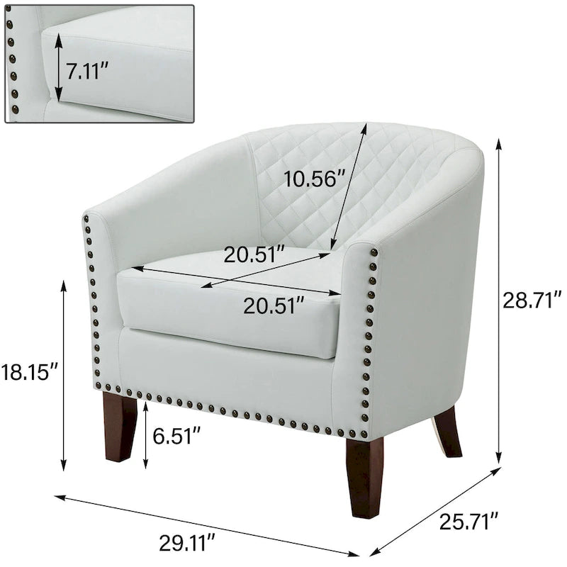 Fauteuil d'appoint moderne en similicuir avec pieds en bois