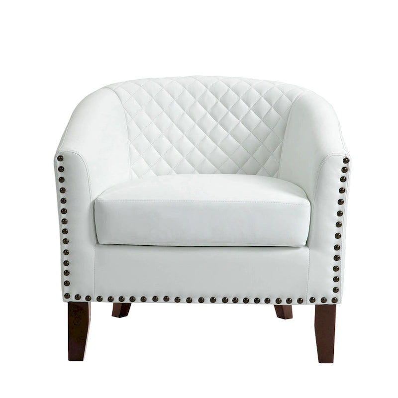 Fauteuil d'appoint moderne en similicuir avec pieds en bois