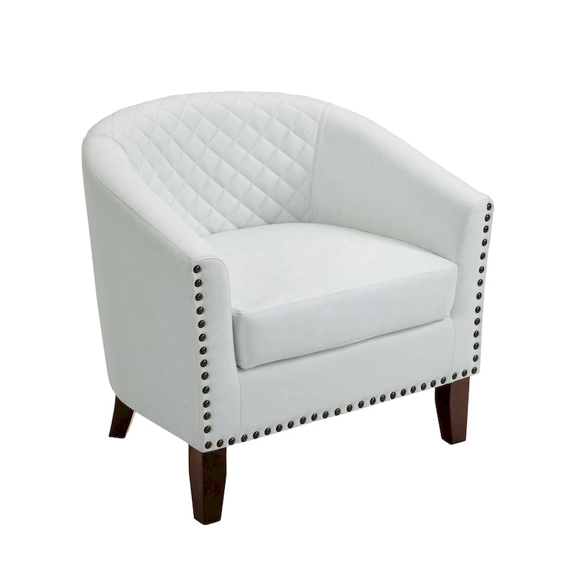 Fauteuil d'appoint moderne en similicuir avec pieds en bois