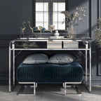 Table de canapé contemporaine de 46 pouces en verre avec 1 étagère