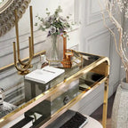 Table de canapé contemporaine de 46 pouces en verre avec 1 étagère