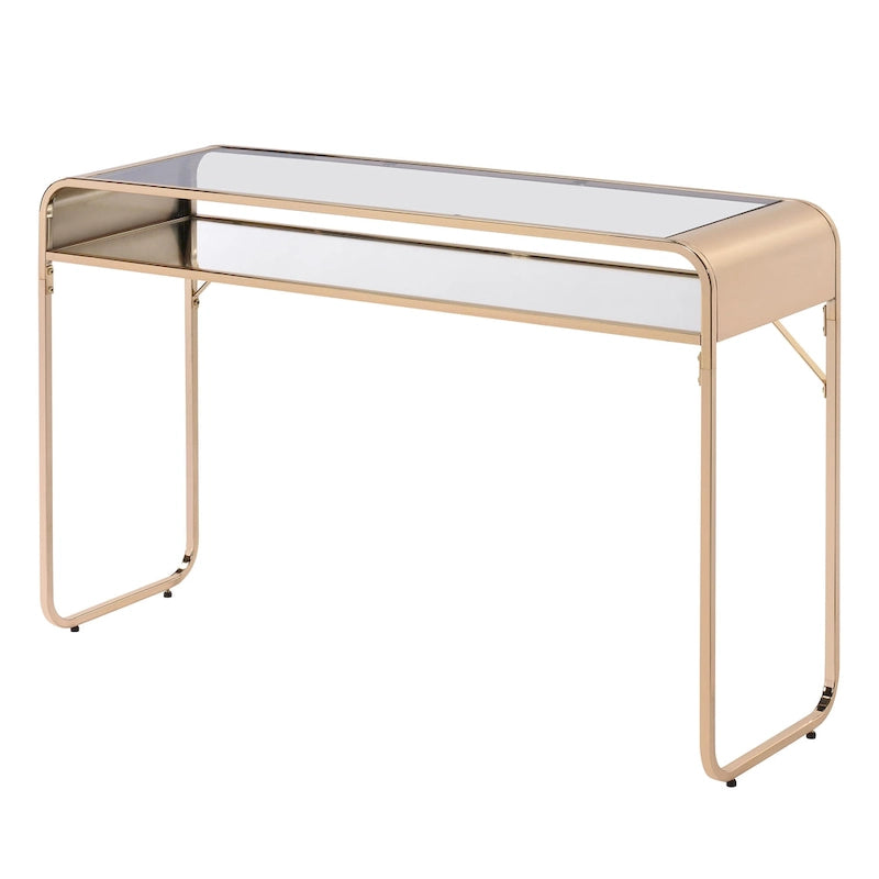Table de canapé contemporaine de 46 pouces en verre avec 1 étagère