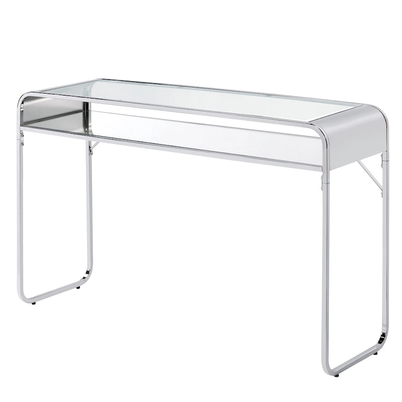 Table de canapé contemporaine de 46 pouces en verre avec 1 étagère