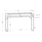 Table de canapé contemporaine de 46 pouces en verre avec 1 étagère