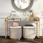 Table de canapé contemporaine de 46 pouces en verre avec 1 étagère