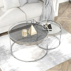 Tables gigognes Glam Chrome avec plateau en verre