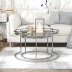 Tables gigognes Glam Chrome avec plateau en verre
