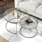 Tables gigognes Glam Chrome avec plateau en verre