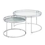 Tables gigognes Glam Chrome avec plateau en verre