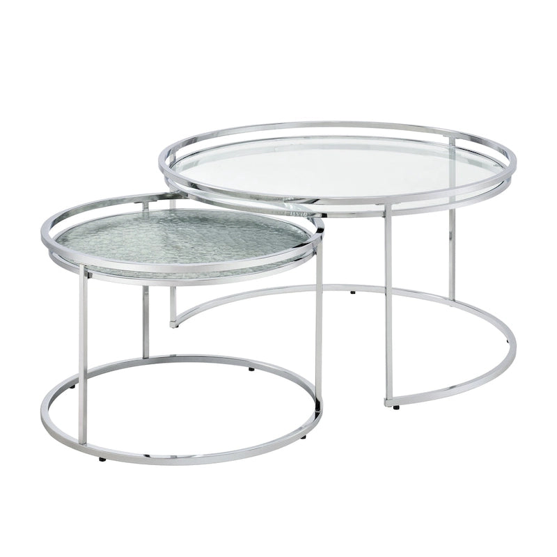 Tables gigognes Glam Chrome avec plateau en verre